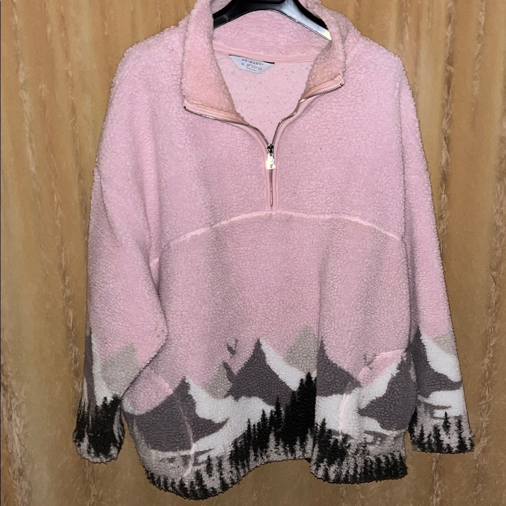 Primark Soft Pink Pull over Fleece Sweater Coat XL with 2 side pockets